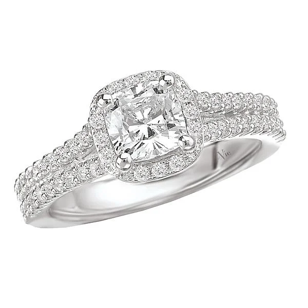 diamond solitaire engagement rings-Halo Semi-Mount Diamond Ring