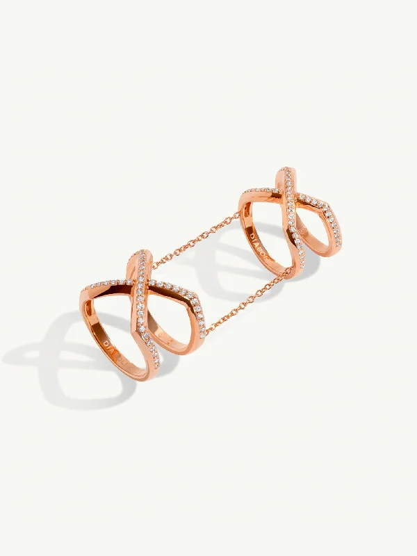 eternity rings for women-Exquis Gemini Infinity Ring With Pavé-Set Brilliant White Diamonds In 18K Rose Gold