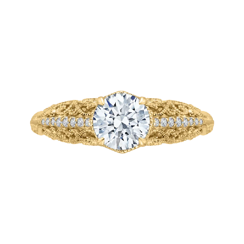 eco-friendly diamond engagement rings-14K Yellow Gold Round Diamond Engagement Ring (Semi Mount)