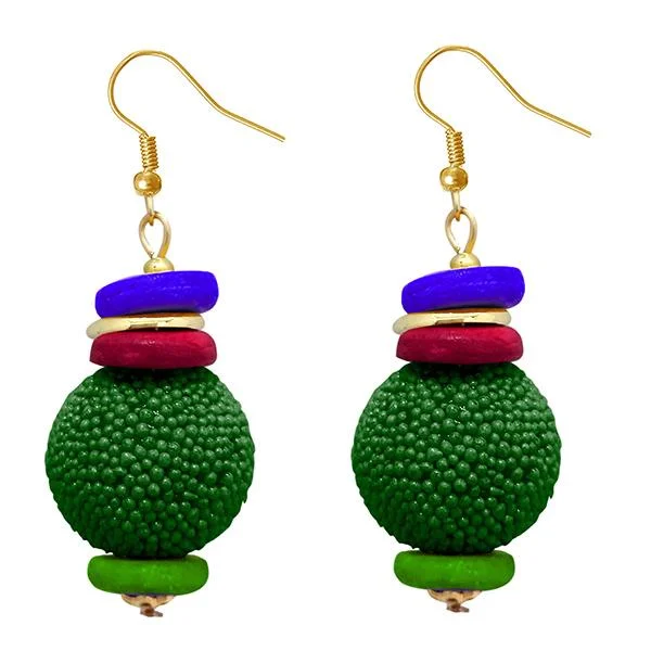 engagement earrings for women-Tip Top Fashions Gold Plated Green Beads Dangler Earrings - 1308361J