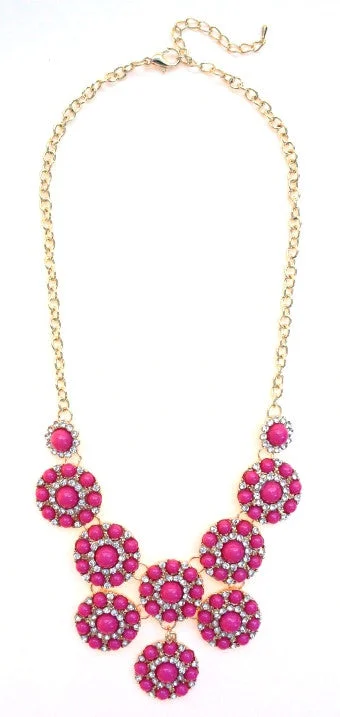 bridesmaid necklace sets for women-Designer Inspired Mini Circle Layered Necklace- Pink