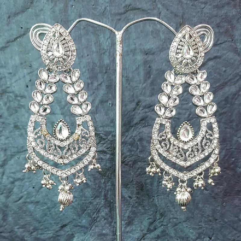 silver drop earrings for women-Shreeji Silver Plated Crystal Stone Dangler Earrings