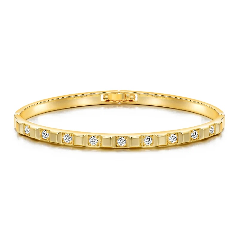 bangles with charms for women-Gold Plated Cubic Bangle Created with Zircondia® Crystals (7 Inch)