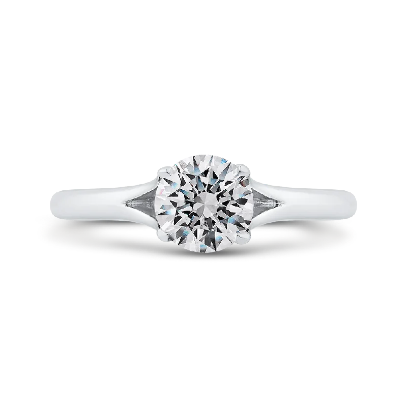 classic diamond engagement rings-14K White Gold Solitaire Engagement Ring (Semi-Mount)