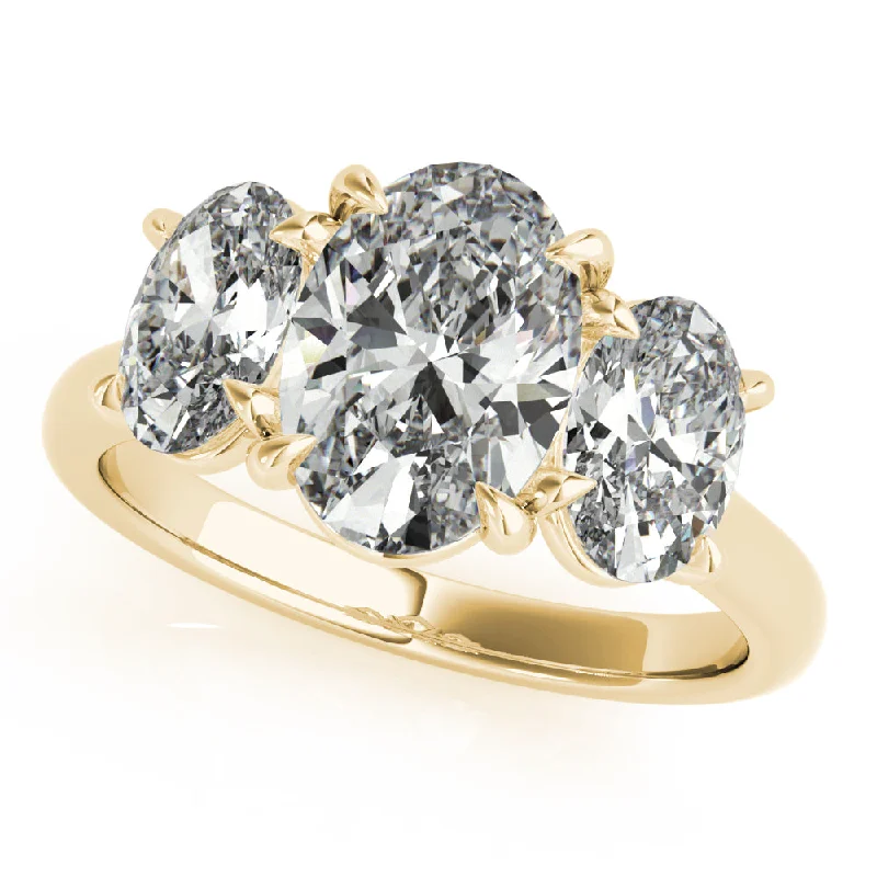 cushion-cut engagement rings-Sophie Oval Trilogy Diamond Engagement Ring Setting