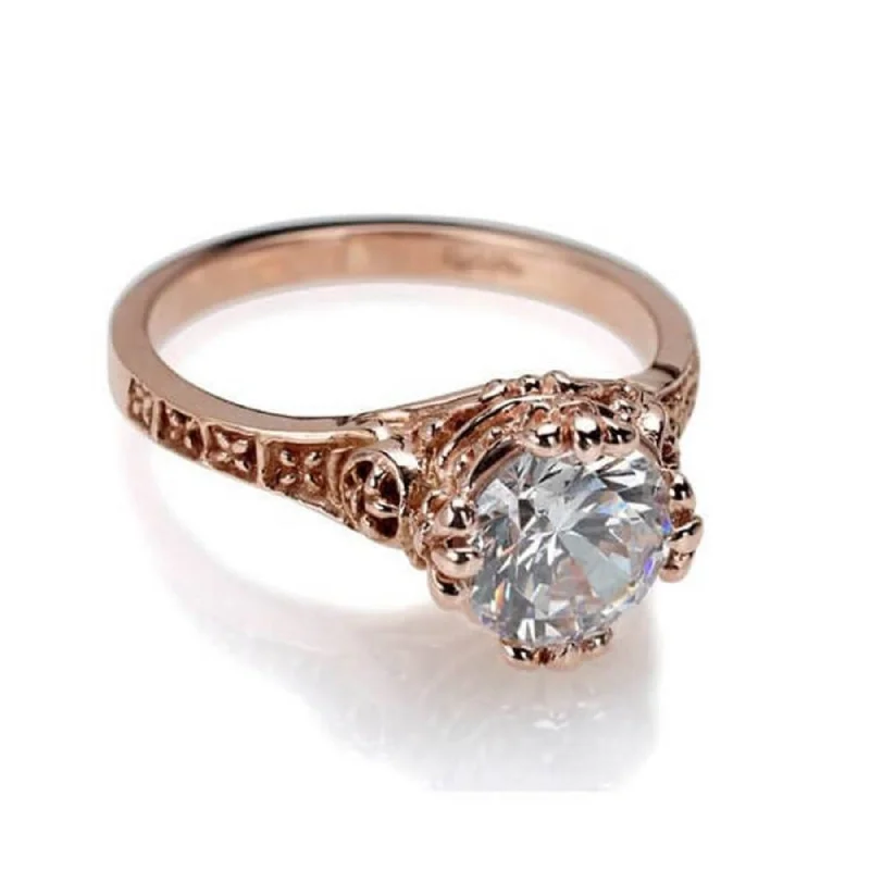 platinum diamond engagement rings-Rose Gold Gothic Engagement Ring