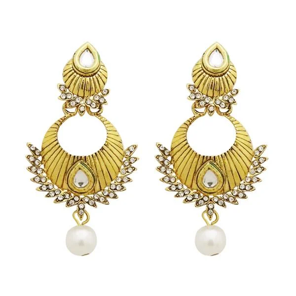 elegant earrings for women-Jheel Austrian Stone Kundan Pearl Drop Dangler Earrings - 2900202B