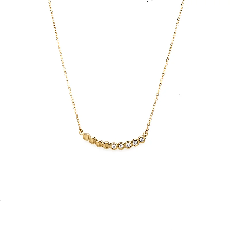 gold necklaces for women-Short 14K Gold Bead Bar Necklace with Diamonds (N1146D)