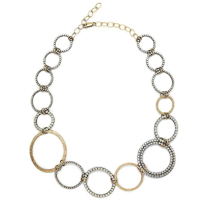 white gold necklaces for women-15 Gauze Bead Hoop Necklace (N1177MG)