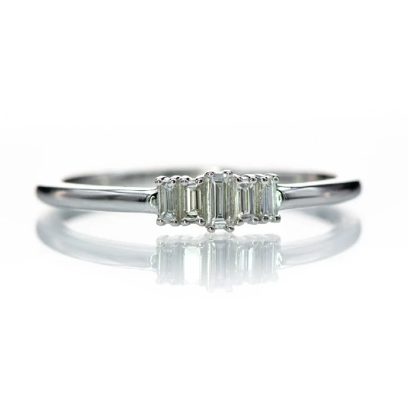 classic rings for engagement-Baguette Diamond Cluster Stacking Ring