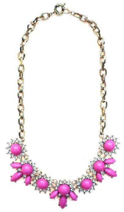 handmade necklaces for women-Crystal Petal Necklace- Pink