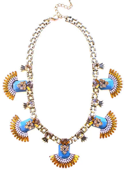 vintage-style necklaces for women-Luxe Jeweled Fan Statement Necklace