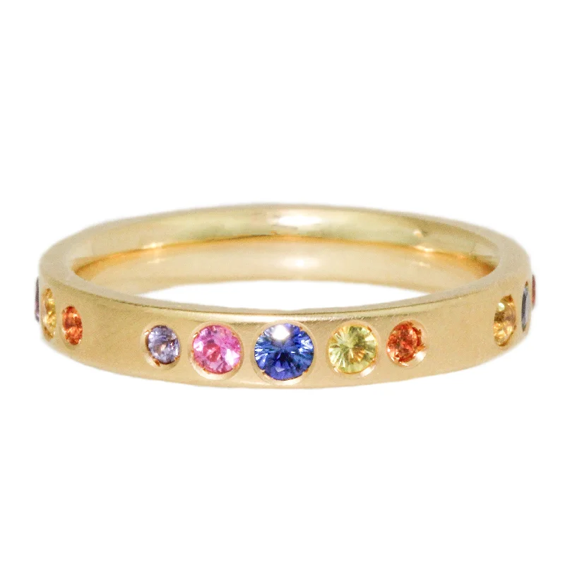 engagement rings with unique stones-Multicolor Sapphire Gypsy Band