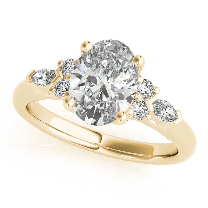 gold engagement rings-Holly Oval Diamond Engagement Ring Setting