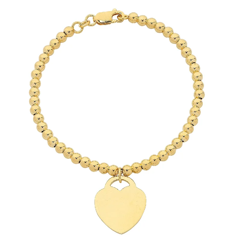 stacking bangles for women-9ct Yellow Gold Silver Infused Bracelet with Heart Charm