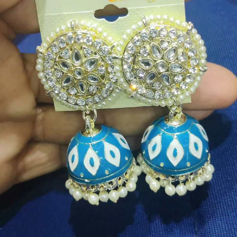 diamond and gold earrings for women-Manisha Jewellery Gold Plated Meenakari Jhumki Earrings