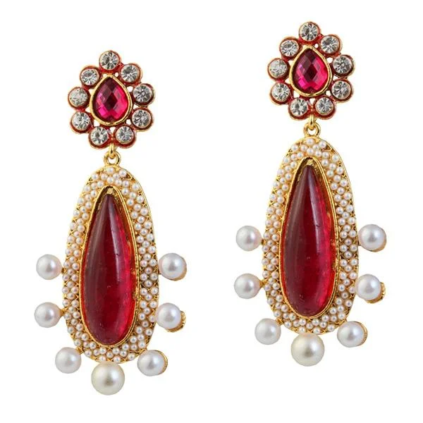 luxurious gemstone earrings for women-Kriaa Gold Plated Stone Dangler Earrings - 1303793