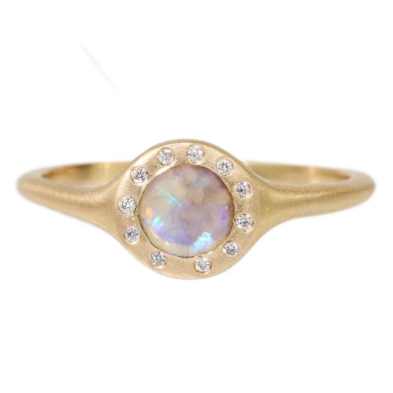 statement rings for women-Opal and Diamond Orbit Ring