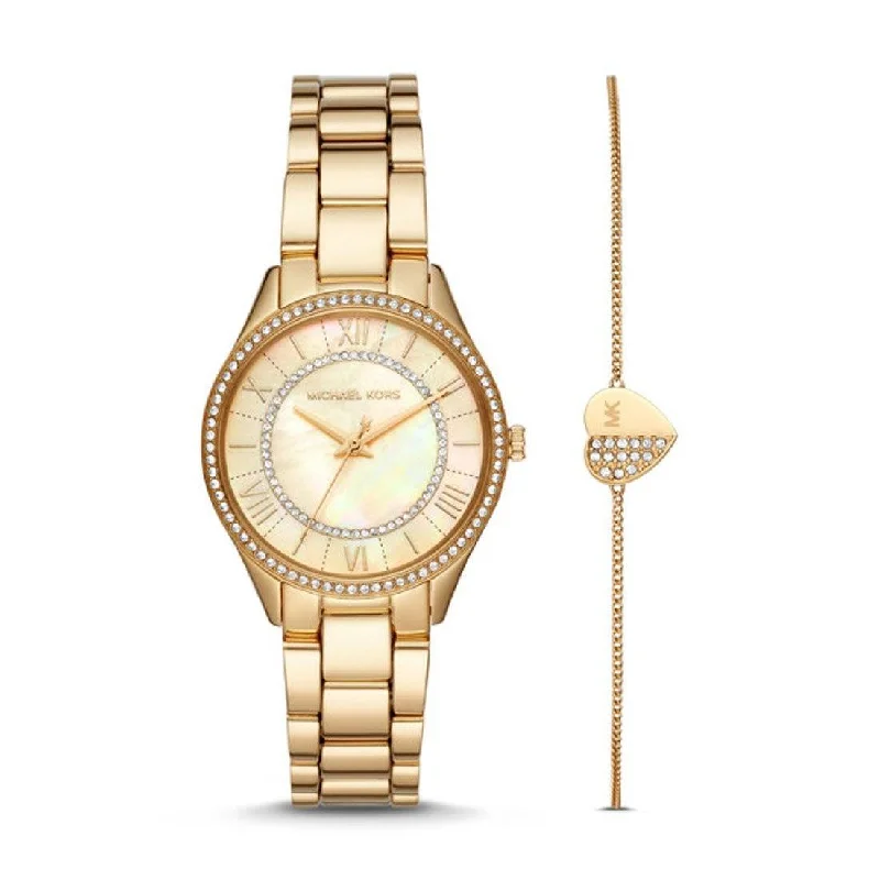 luxury charm bangles for women-Michael Kors Women's Lauryn Gold Watch & Bracelet MK4490