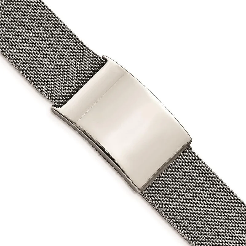 minimalist bangles for women-Stainless Steel Polished Mesh Adjustable ID Bracelet