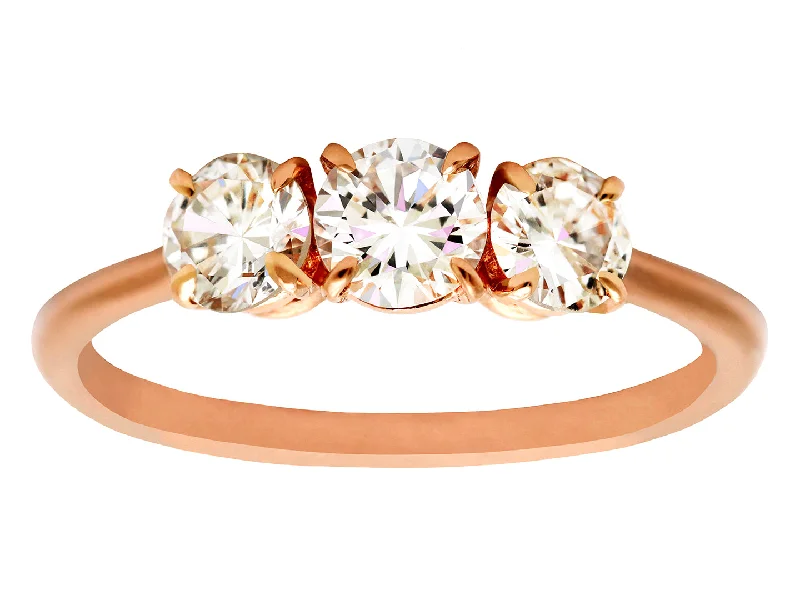 affordable princess cut engagement rings-Emma 3 Brilliant White Diamond & Rose Gold Ring