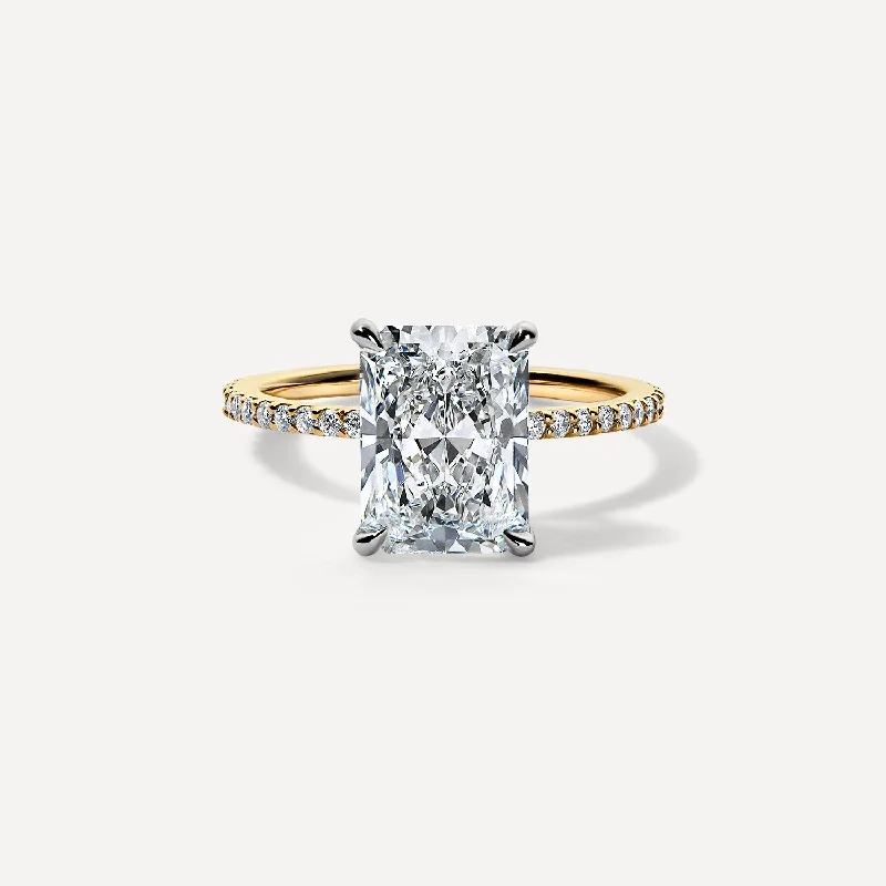 unique custom engagement rings-Radiant Cut with Pave Band