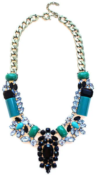 handmade necklaces for women-Luxe Crystal-Encrusted Collar Statement Necklace- Emerald