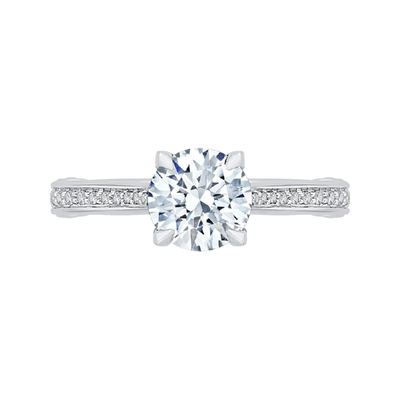 elegant engagement rings-14K White Gold Round Diamond Engagement Ring (Semi Mount)