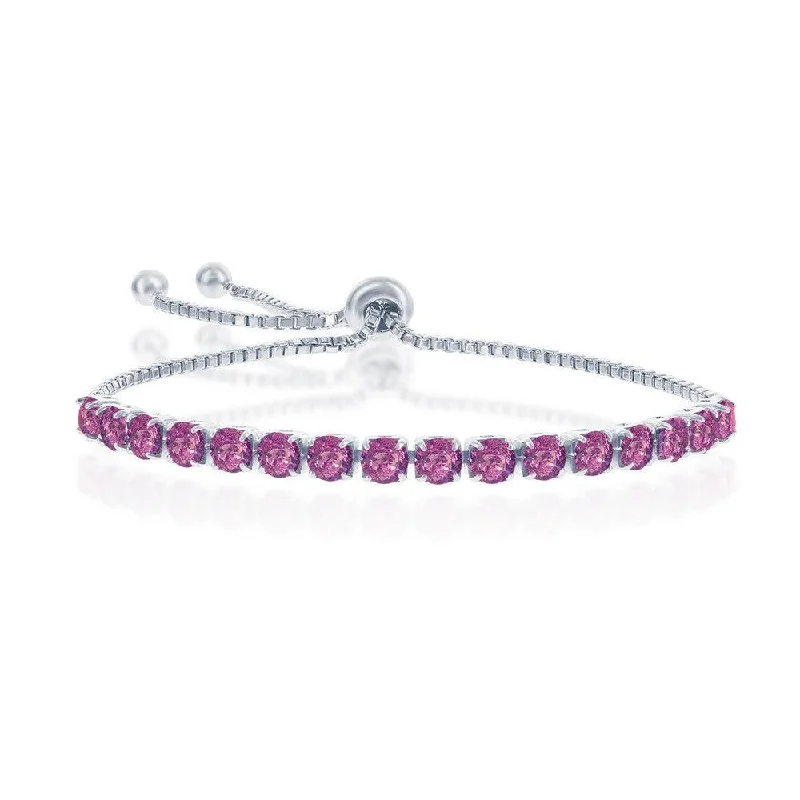 matching bangles for women-Sterling Silver Amethyst "February" Swarovski Element Bracelet