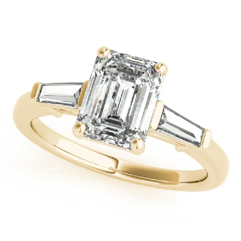 platinum diamond engagement rings-Grace Emerald and Diamond Baguette Engagement Ring Setting