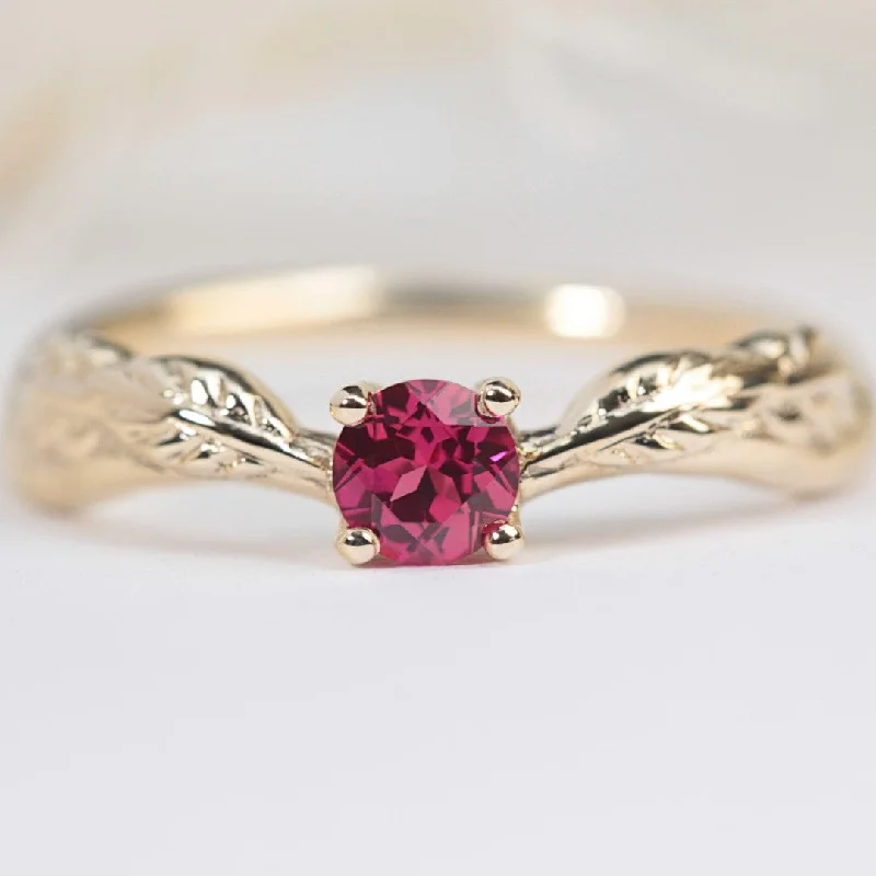 ruby engagement rings for women-Ember Ruby Leaf Ring