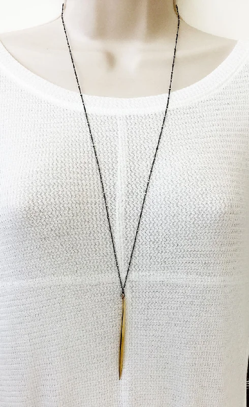 statement chain necklaces for women-Long Spike Necklace  (N1206)