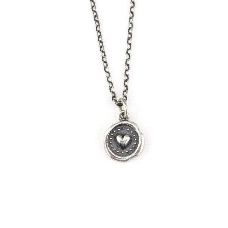 affordable silver necklaces for women-Heart Wax Seal Necklace - Silver