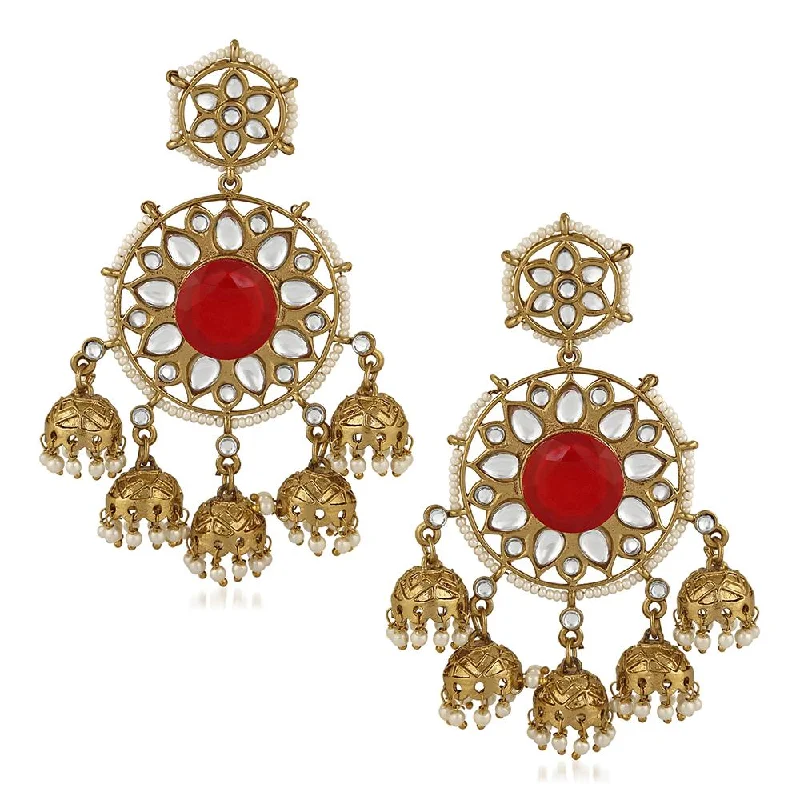 luxurious pearl drop earrings for women-Mahi Dangler Jhumka Traditional Earrings with Artificial Pearl for Women (VECJ100214)