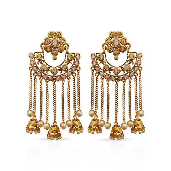 stylish earrings for women-Kriaa AD Stone Gold Plated Dangler Earrings - 1312917A