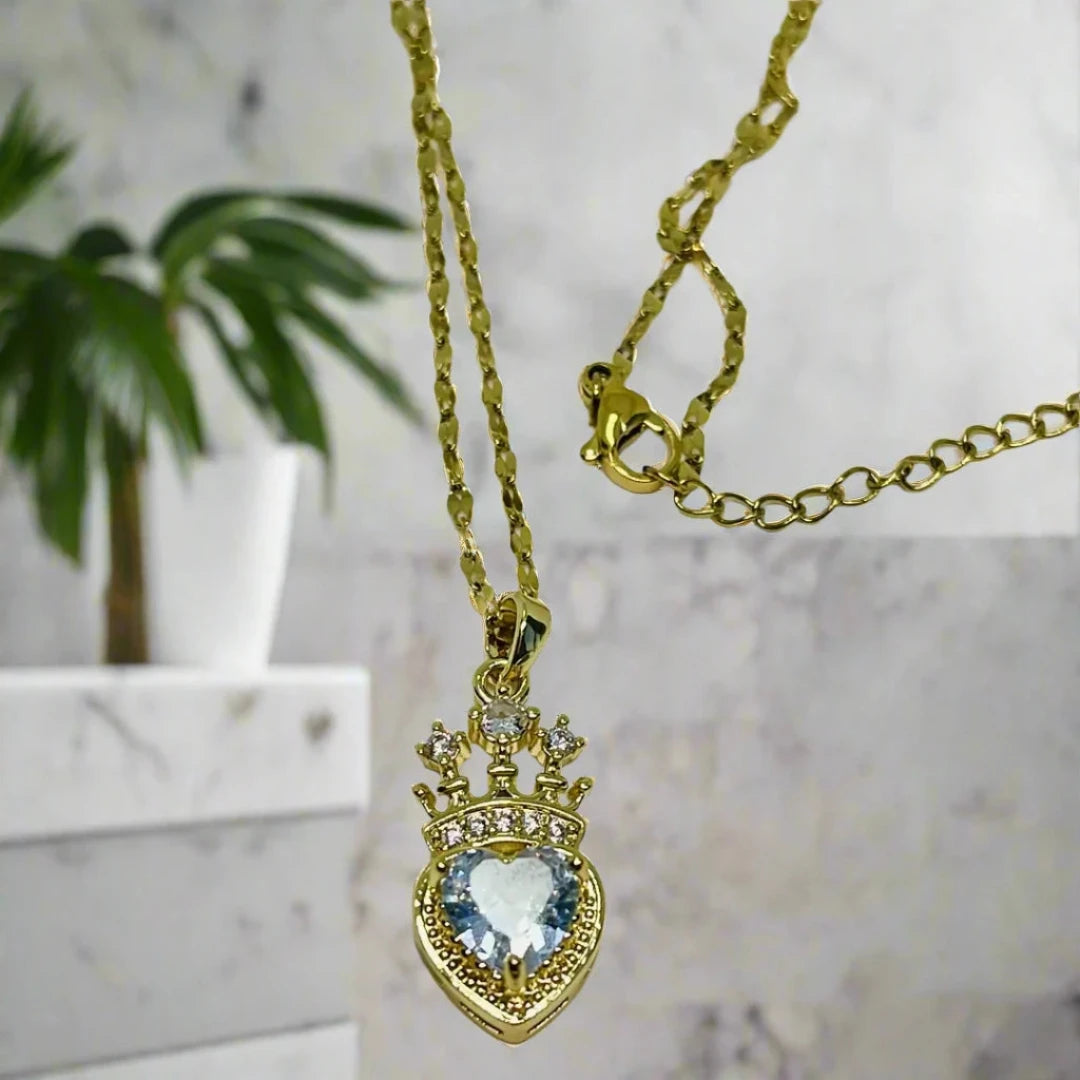 stylish necklaces for women-Necklace with a Crown Heart Pendant