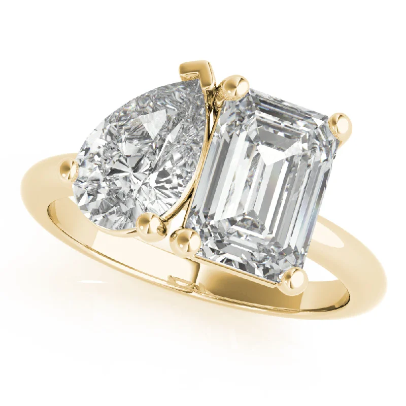 blue diamond engagement rings-Lara Pear & Emerald Cut Toi et Moi Diamond Engagement Ring Setting