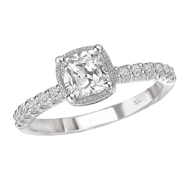 halo diamond engagement rings-Halo Semi-Mount Diamond Ring