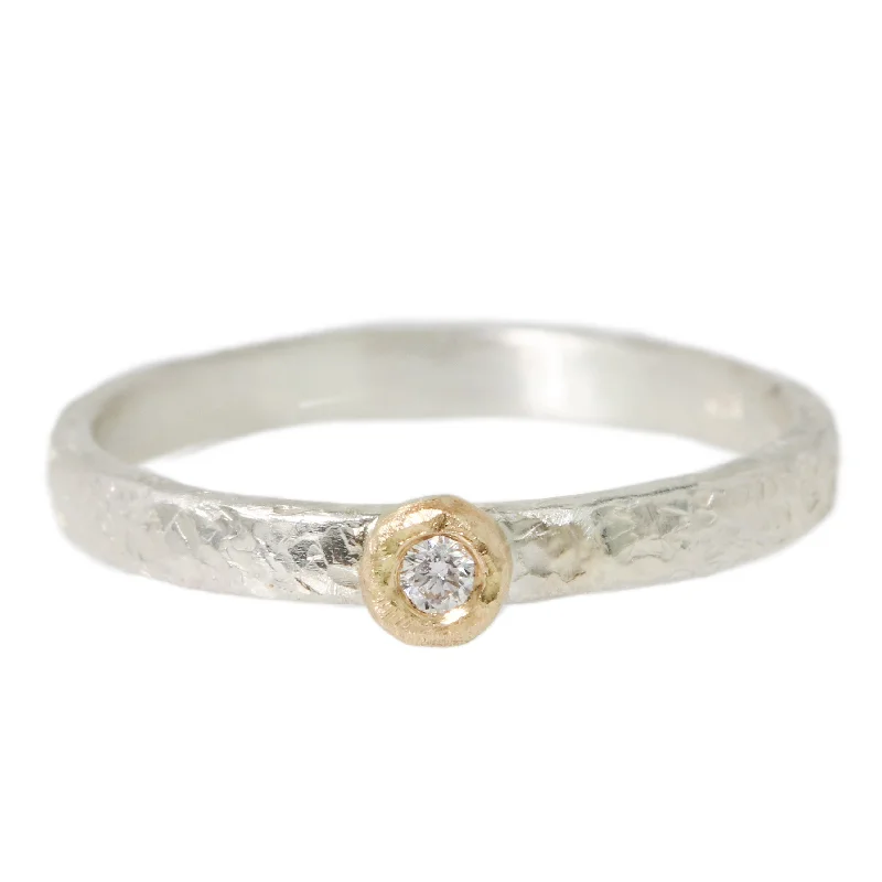 sterling silver rings for women-Single Bezel Diamond Ring