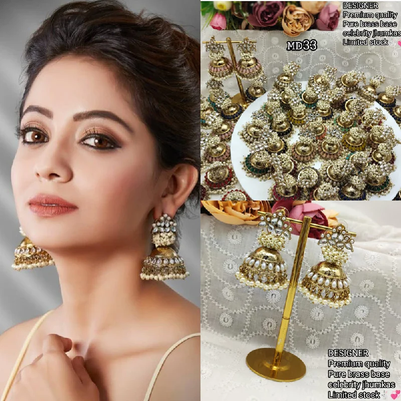 gold statement earrings for women-Manisha Jewellery Gold Plated Kundan Stone Jhumki Earrings