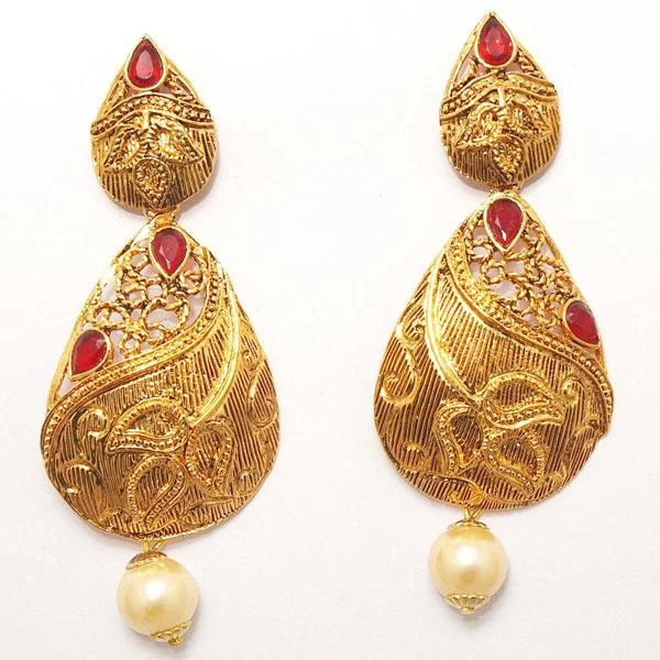 high-quality earrings for women-Kriaa Zinc Alloy Gold Plated Stone Dangler Earring - 1307202B