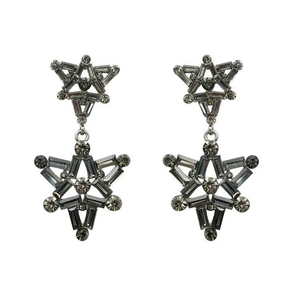 beaded earrings for women-Yoona Black Austrian Stone Oxidised Dangler Earring - 1307711B