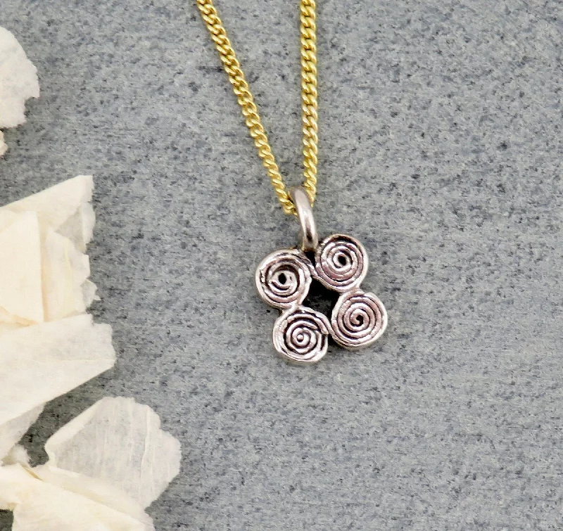 round pendant gold necklaces for women-Four Spirals Necklace