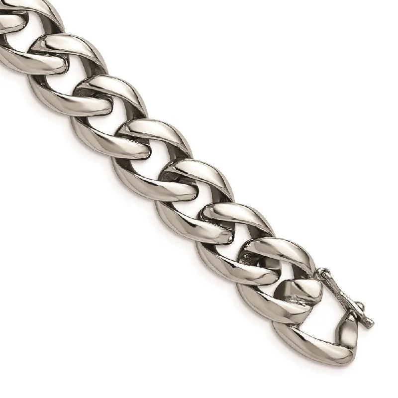 trendy charm bracelets for women-Stainless Steel Polished Link 8.25in Bracelet