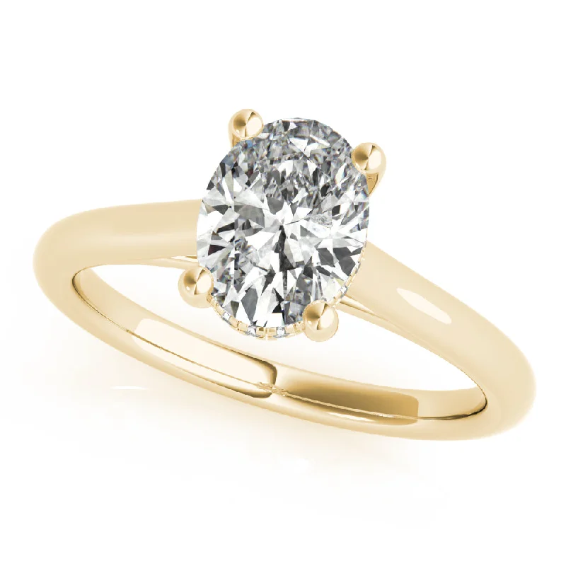 birthstone engagement rings-Hannah Oval Solitaire with Hidden Halo Engagement Ring Setting