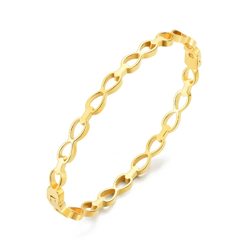 crystal bangles for women-Gold Plated Stainless Steel Infinity Bangle (7 Inch)