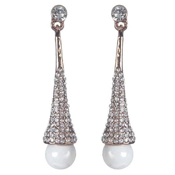 crystal drop earrings for women-Urbana Austrian Stone Gold Plated Dangler Earrings - 1306853