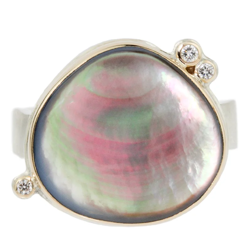 trendy rings for women-Black Mother of Pearl Ring