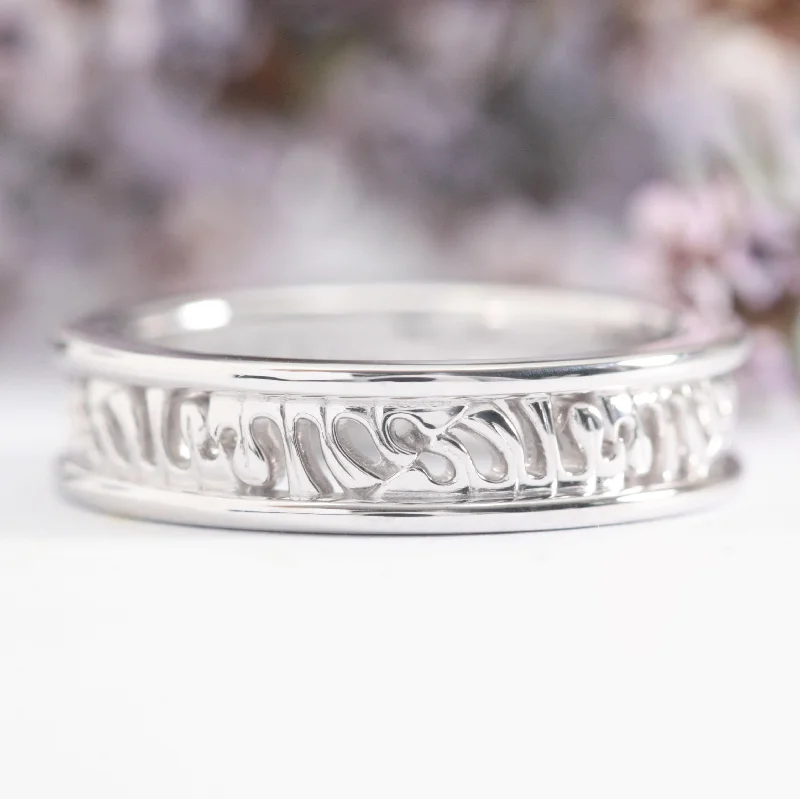 special rings for women-Monstera Inspired Wedding Band