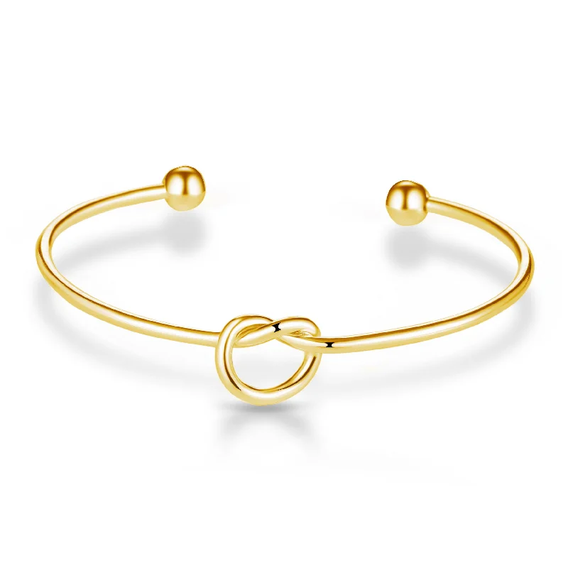 matching bangles for women-Gold Plated Love Knot Cuff Bangle